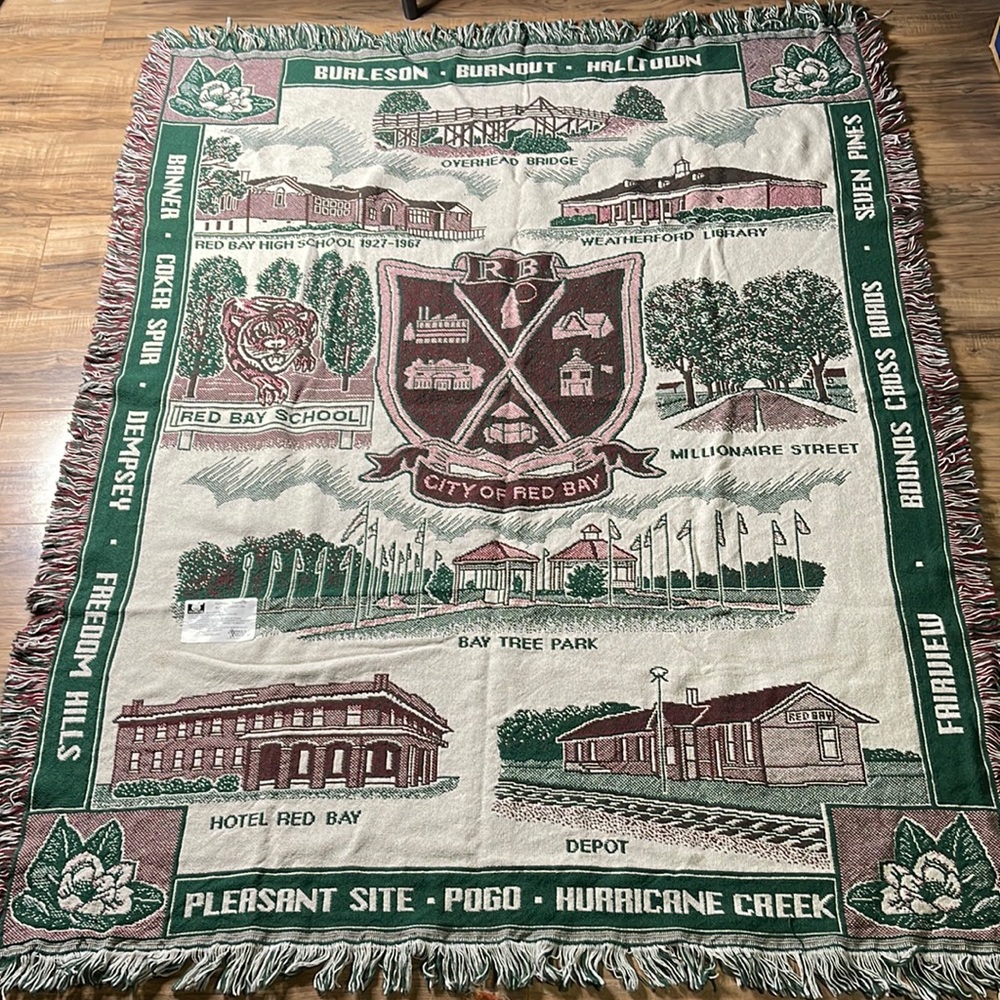 Riddle & Cockrell City of Red Bay 100% Cotton 50”x65” Afghan Blanket Shawl 3LBs